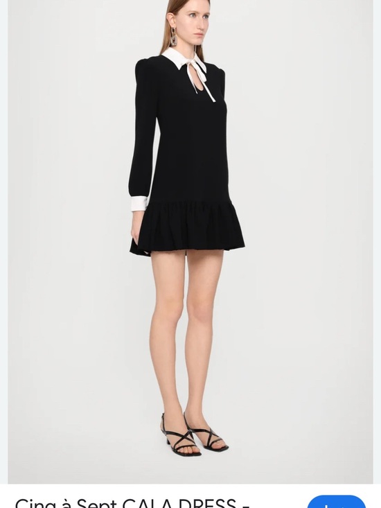 cinq a sept Dresses & Skirts - Cinq a sept Black Long-Sleeve Mini Dress with White Collar